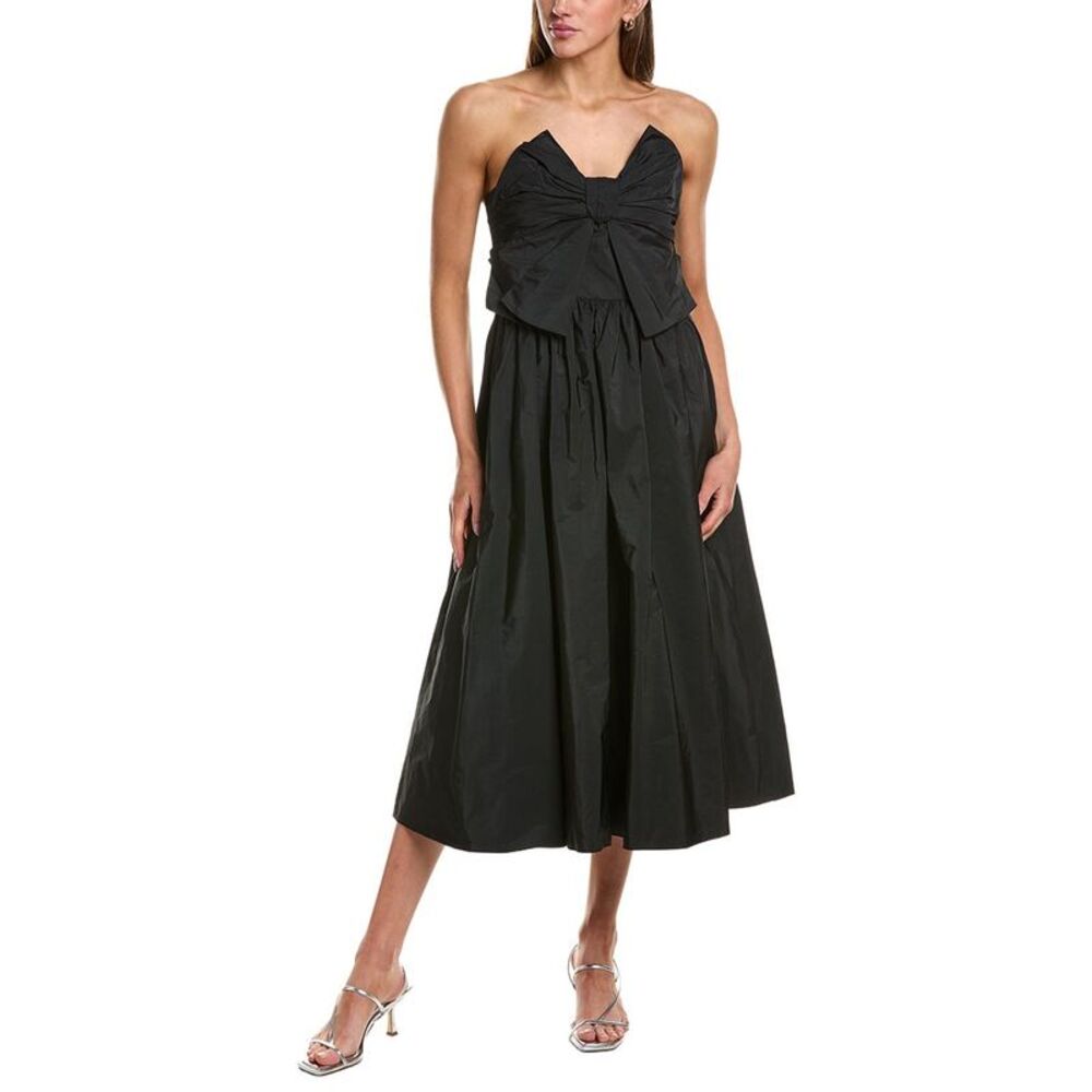 Red Valentino Womens Taffeta Bow Midi Dress, Black